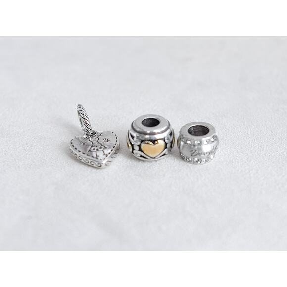 Brighton 3 PC Charms Baby Girl Heart Daughter Spacer Two Tone Heart Bead Set - Picture 1 of 3